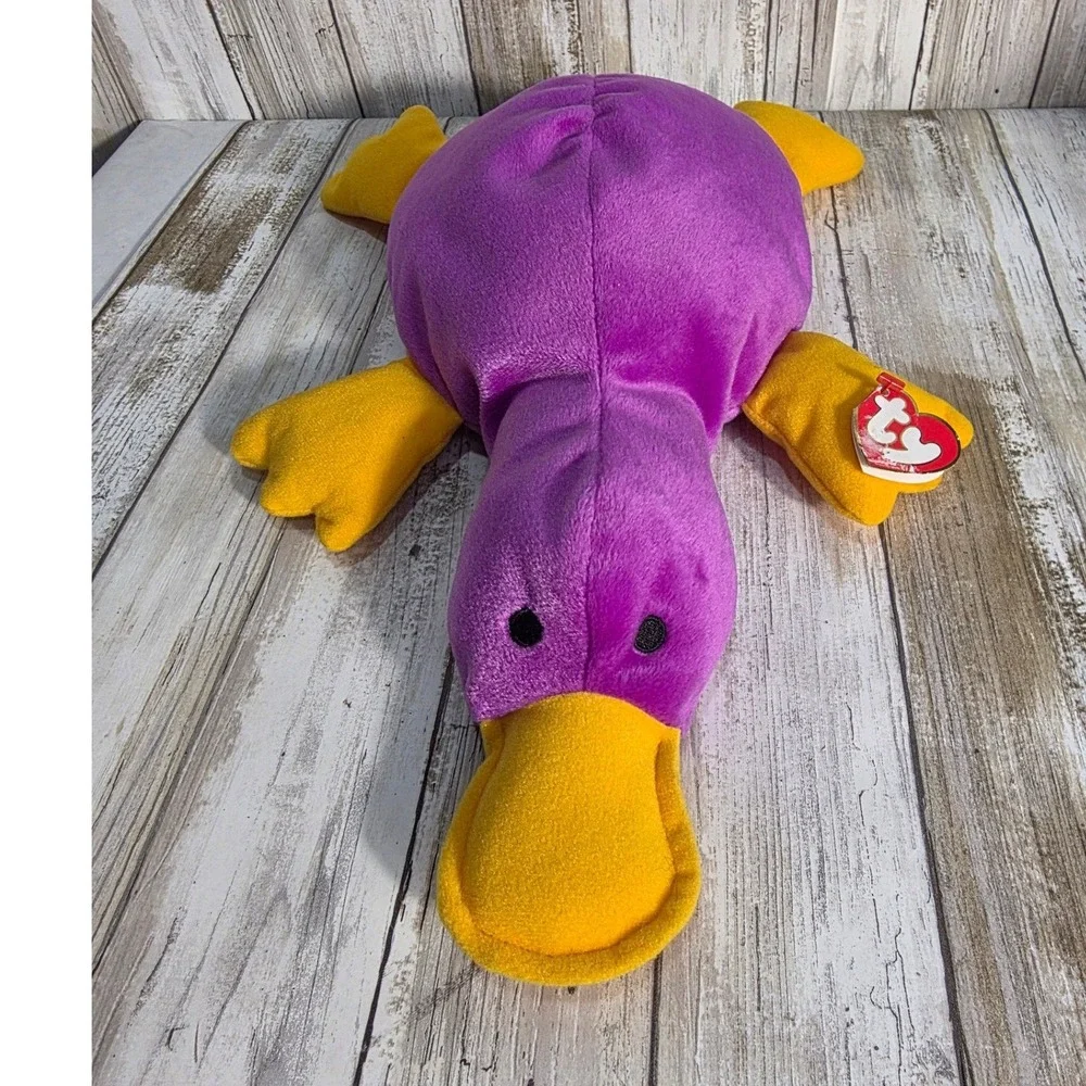 Ty‎ Beanie Buddy Patti the Platypus 1998 Vintage Purple Yellow Large Plush 16 '